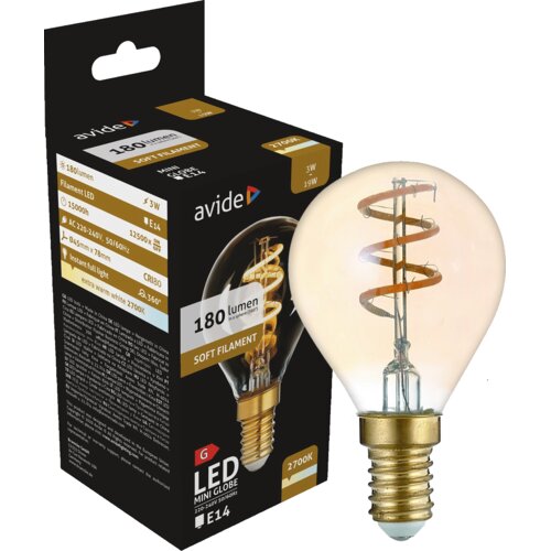 Avide Žarulja,LED,3W,E14,2700K,230V AC,topla bijela svjetlost - Soft Filament Mini Globe 3W E14 Cijene