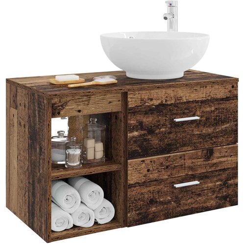  Set namje&amp;scaron;taja za kupaonicu 2 kom. Staro drvo Konstruirano drvo Smeđa 49,5 x 44,5 x 80 cm Slike