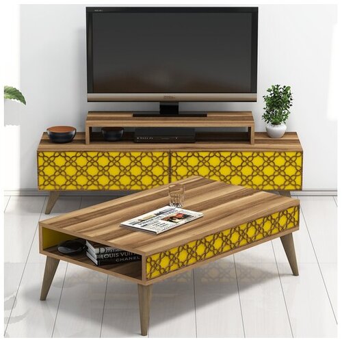 Hanah home Set TV komoda i klub sto City, Orah-žuti Cene