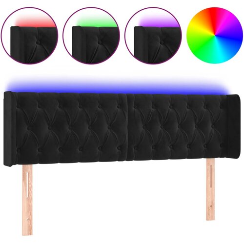 Maison Chic led posteljno vzglavje - vzglavna omarica - nočna omarica črno 163x16x78/88 cm žamet, (21707646) Slike
