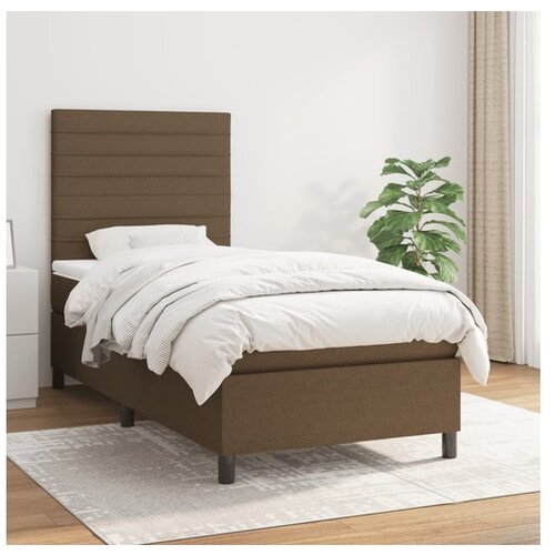 vidaXL Box spring postelja z vzmetnico temno rjav 90x190 cm blago Cene