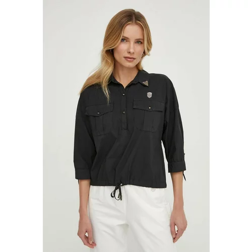 Aeronautica Militare Košulja za žene, boja: crna, relaxed, s klasičnim ovratnikom
