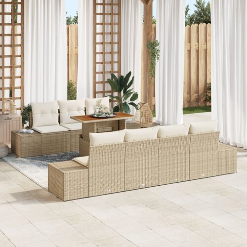 VidaXL Vrtna sofa garnitura 8-delni set Bež, Bela Slike
