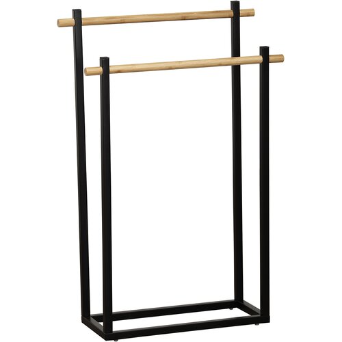 Tendance držač ručnika pravokutni metalni sa 2 bambus prečke, crni Cene