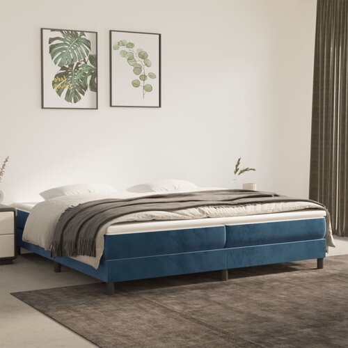 VidaXL Box spring posteljni okvir temno moder 200x200 cm žamet Slike