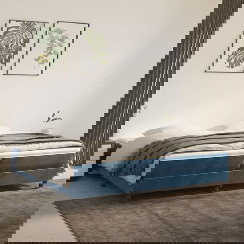 vidaXL okvir za krevet s oprugama tamnoplavi 200x200 cm baršunasti Cene