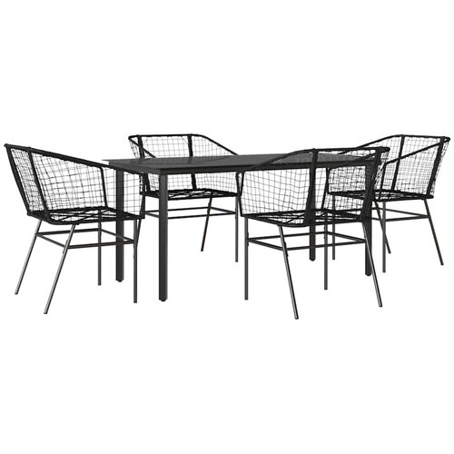 vidaXL Vrtni blagovaonski set od 5 dijelova crni poliratan staklo - Crna 160 x 80 x 74 cm 4 Cene