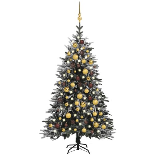  Umjetno božićno drvce LED s kuglicama i snijegom 120 cm PVC/PE Slike