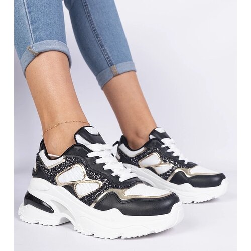 D/CEO marka niezdefiniowana Black women&amp;#039;s sneakers decorated with glitter Sandoria Slike