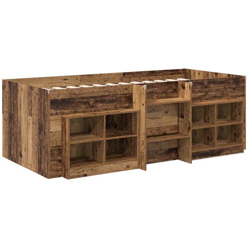  Loft krevet s ormarom 3 kom. Staro drvo Konstruirano drvo Smeđa 98.5 x 200 cm Slike