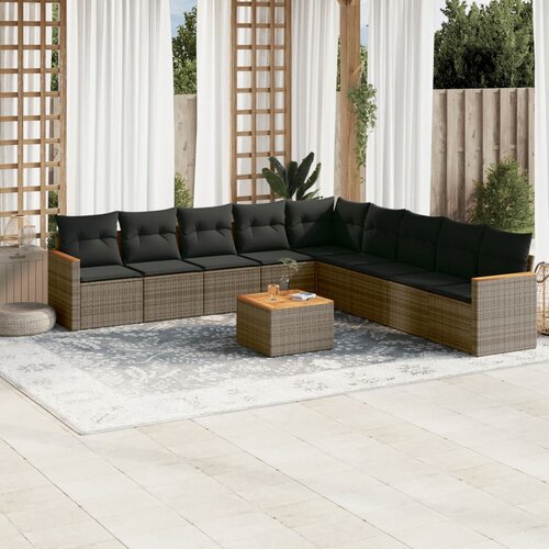 vidaXL 10-dijelni set vrtnih sofa od poliratana s jastucima sivi Cijene