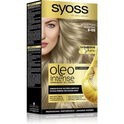 Syoss Oleo Intense Permanent Oil Color trajna oljna barva za lase brez amonijaka 50 ml odtenek 8-05 Beige Blond