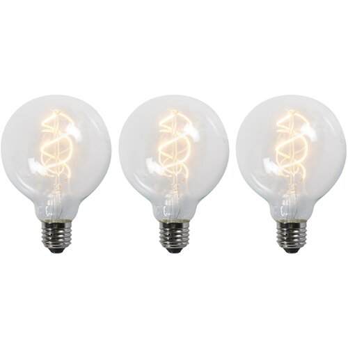 LUEDD Komplet 3 E27 LED sijalk s sukano žarilno nitko G95 prozorna 5W 400 lm 2200K Cene