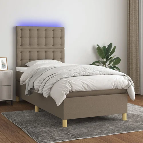  The Living Store Box spring postelja z vzmetnico LED taupe 80x200 cm blago - Box Spring Postelja, (21501449)