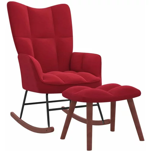  Gugalni stol s stolčkom vinsko rdeč žamet, (20702257)