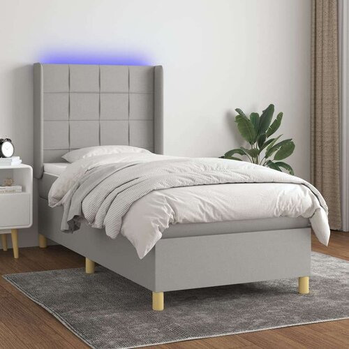  Box spring postelja z vzmetnico LED sv. siva 100x200 cm blago, (20789724) Slike