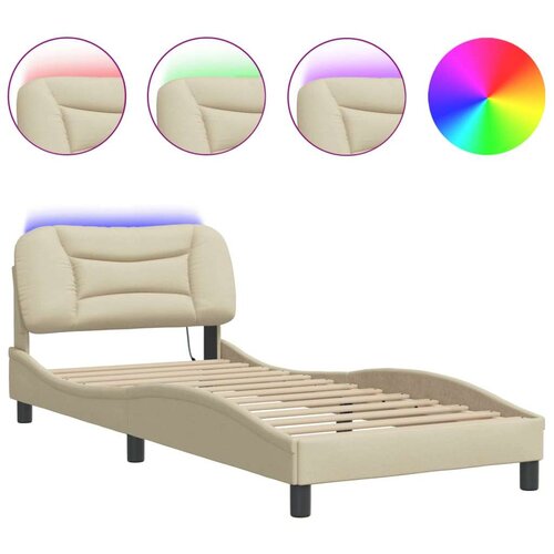 Okvir za krevet s LED svjetlima krem 80 x 200 cm od tkanine Slike