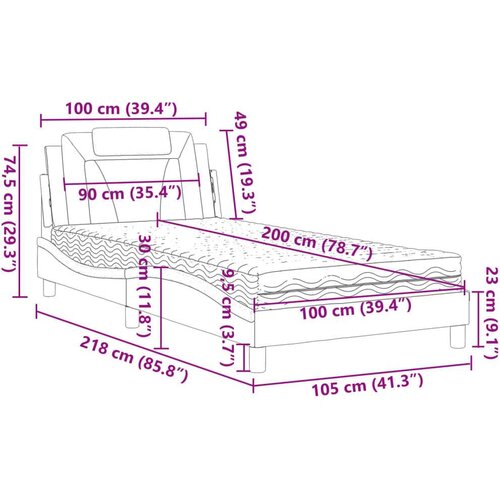  Krevet s madracem sivi 100 x 200 cm od umjetne kože Slike