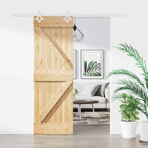 vidaXL Drsna vrata s kompletom vodil 70x210 cm trdna borovina Cene