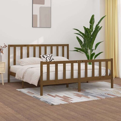  Posteljni okvir medeno rjav iz trdnega lesa 200x200 cm, (20646307) Slike