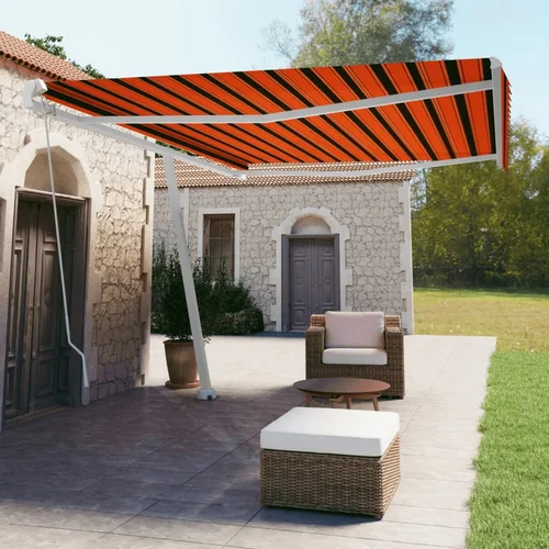 vidaXL Prostostoječa ročno zložljiva tenda 500x350 cm oranžna/rjava