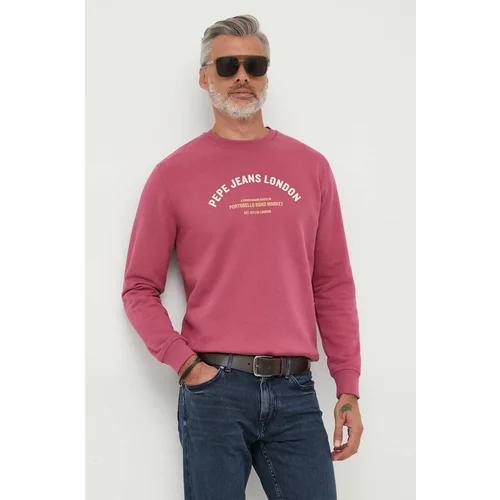 PepeJeans Bombažen pulover Medley moški, roza barva