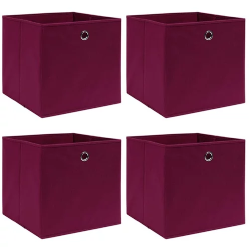  Škatle za shranjevanje 4 kosi temno rdeče 32x32x32 cm blago
