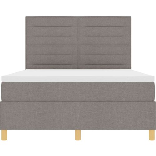  Kutni krevet Taupe Tkanina 160 x 200 cm Krevetna konstrukcija Slike