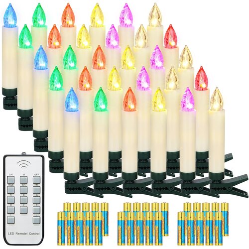 YUNSHENG RGB LED božične svečke z daljincem - set 30 kosov Slike