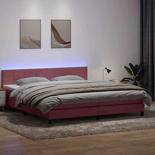  Box spring postelja z vzmetnico roza 180x210 cm žamet, (21829312) Cene