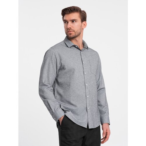 Ombre Men&amp;#039;s shirt with pocket REGULAR FIT - grey melange Slike