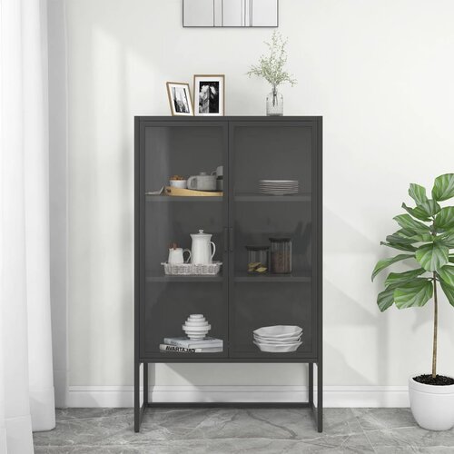  Visoka komoda antracit 80x35x135 cm od čelika i kaljenog stakla Cijene