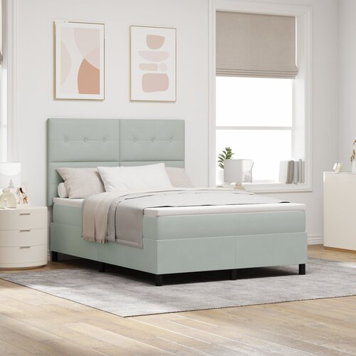 VidaXL Box Spring Krevet s Madracem Svjetlosiva 140x190 cm Bar&amp;scaron;un Slike
