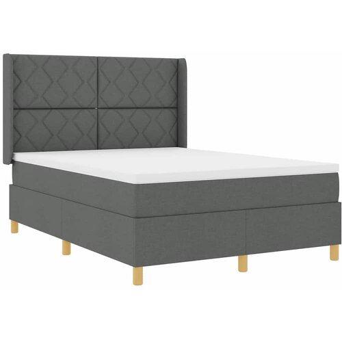  Krevet s opruga kutije s LED trakama Siva 140 x 200 cm tkanina Slike