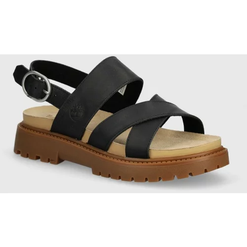 Timberland Kožne sandale Clairemont Way za žene, boja: crna, TB0A61TRW021