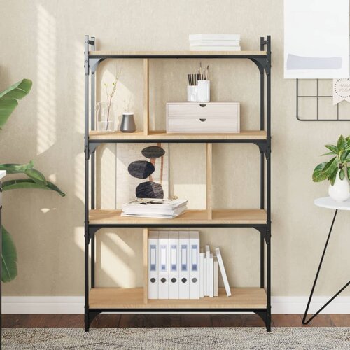 vidaXL Knjižna omara 4-nadstropna sonoma hrast 76x32x123 cm inž. les Cene