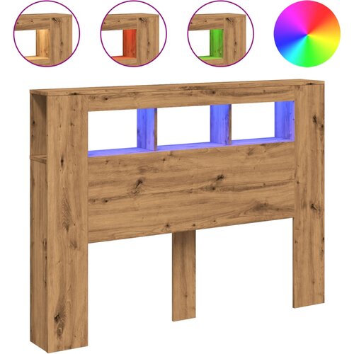 Maison Chic led posteljno vzglavje - vzglavna omarica - nočna omarica artisan hrast 140x18,5x103,5 cm inž. les, (21710361) Cene