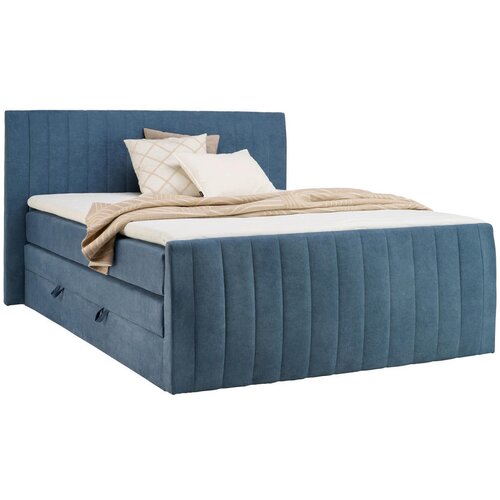 CARRYHOME POSTELJA BOXSPRING 180 cm x 200 cm , tekstil modra Slike