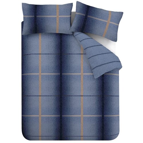 Catherine Lansfield Temno modra podalj&amp;scaron;ana flanelna posteljnina za zakonsko posteljo 230x220 cm Melrose Tweed Check &amp;ndash; Slike