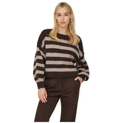 Only Puloverji Aya Life Knit - Seal Brown/Fungi Kostanjeva Slike