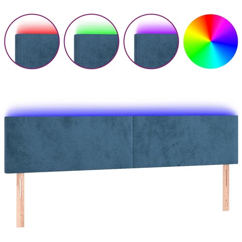 Maison Chic led posteljno vzglavje - vzglavna omarica - nočna omarica temno modro 200x5x78/88 cm žamet, (21709401) Slike