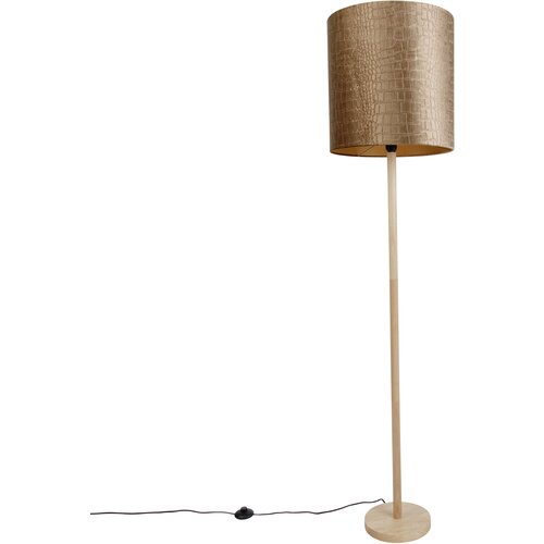QAZQA Vloerlamp hout met velours kap krokodil dessin 40cm - Mels Cene