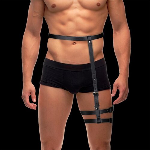 INTOYOU BDSM Line Martin Leg & Waist Bondage Harness Black Cene
