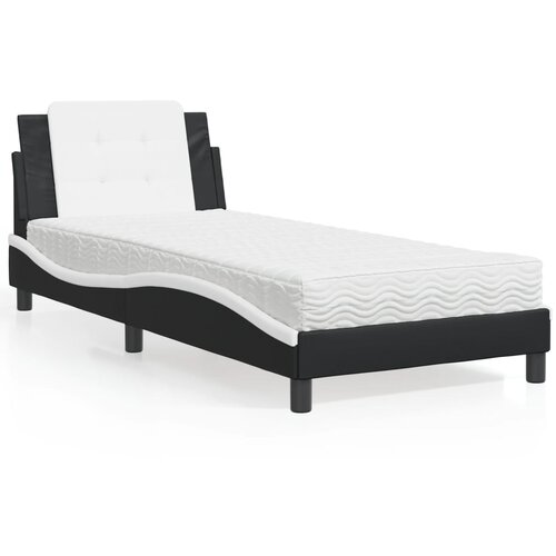 vidaXL Krevet s madracem crno-bijeli 90 x 190 cm od umjetne kože Cijene
