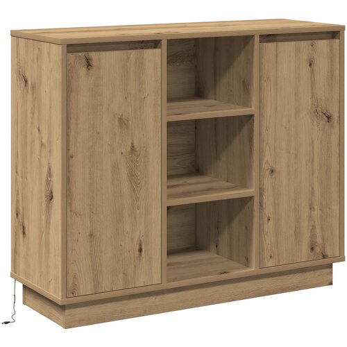 VidaXL Sideboard s LED osvjetljenjem, umanjeni hrast, 90x32x75 cm, konstruirano drvo Slike