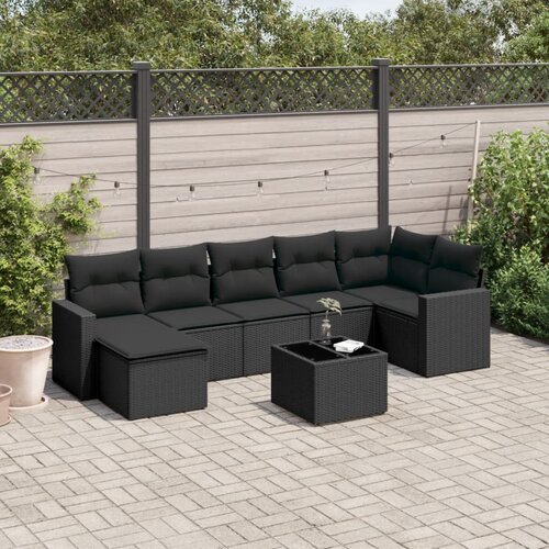  8-dijelni set vrtnih sofa od poliratana s jastucima crni Cijene
