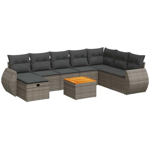 Maison Chic Seti vrtnega pohištva - Vrtna garnitura - Vrtni pohištvo set 9-delna z blazinami siv poli ratan, (21803911) Cene