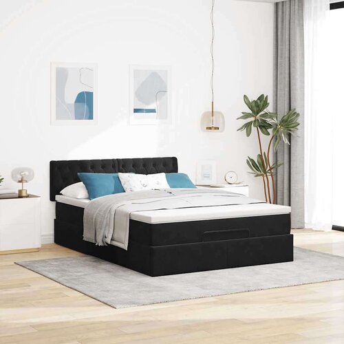  Otomanski krevet s madracem&amp;amp;amp LED crni 140x190 cm bar&amp;scaron;unasti Slike