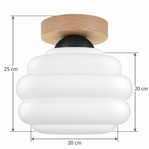Brilagi LED plafonsko svetlo RETRO GLASS 1xE27/60W/230V fi 20 cm hrast/bela Slike