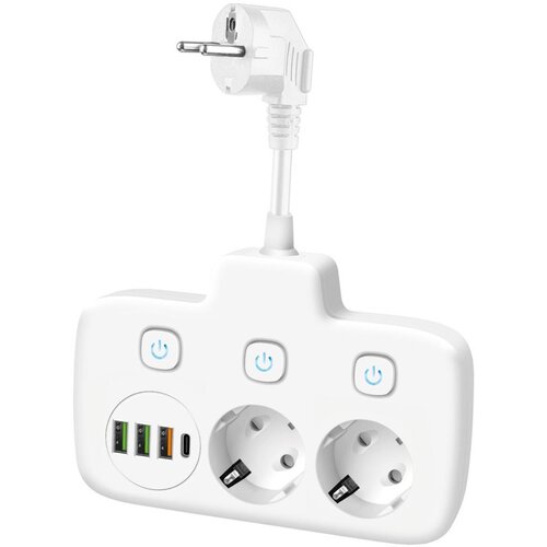 Razdelna utičnica sa prekidačem LINEA 2x 230V + 4x USB A/C SCHUKO bela Cene